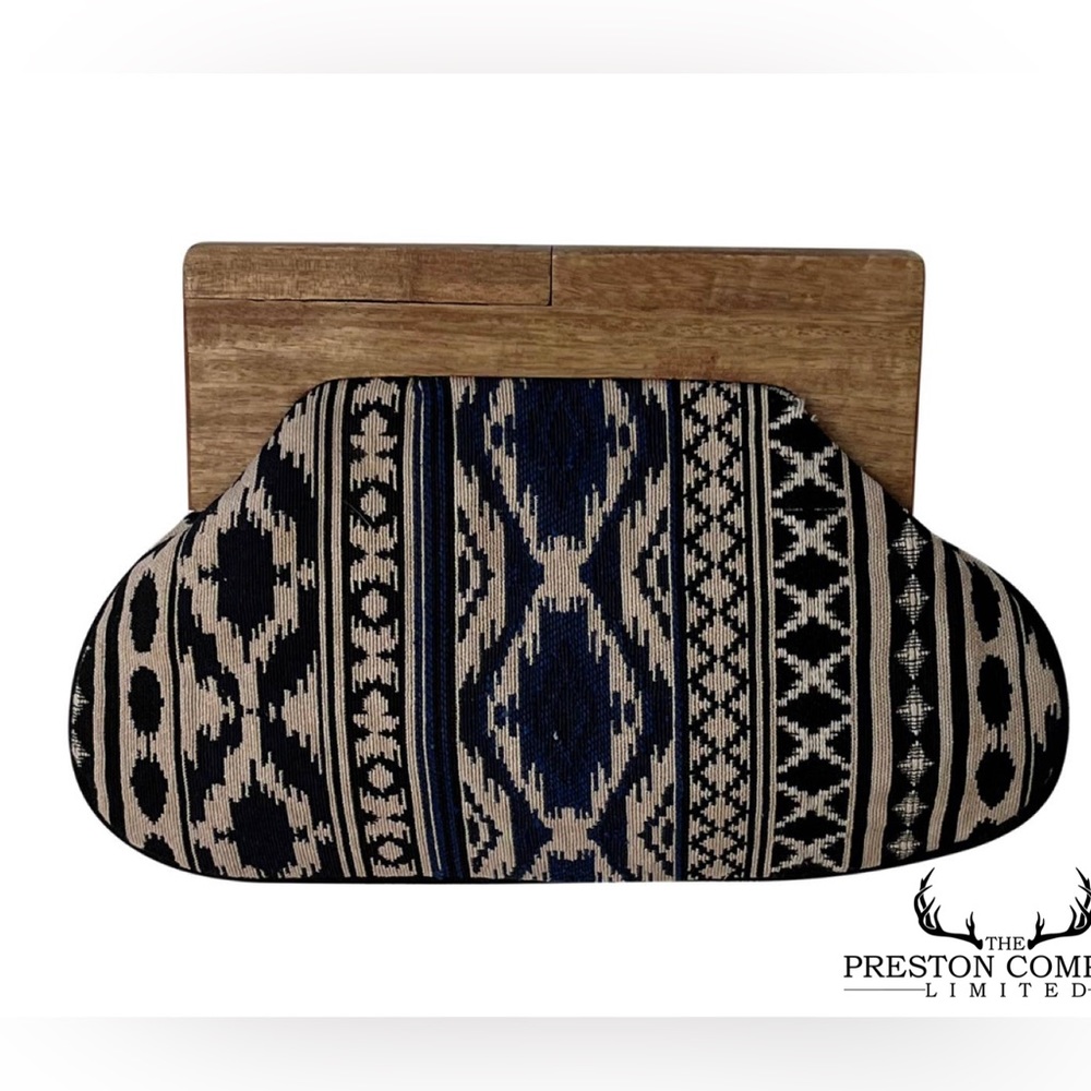 Wooden and patterned clutch